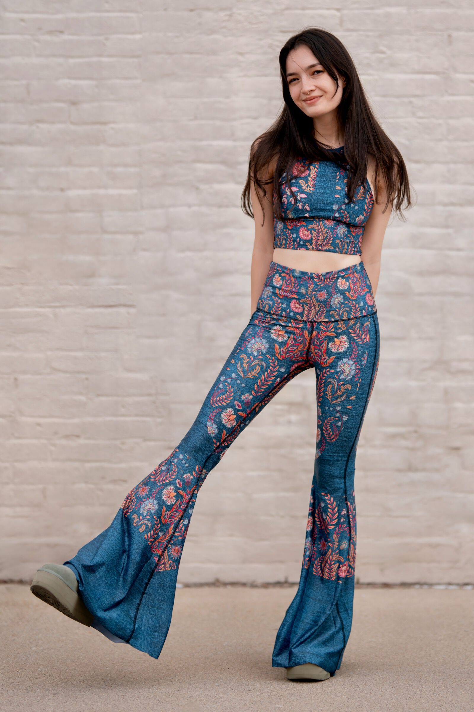 Festival Denim Eco-Friendly Women's Bell Bottoms Flare Leggings