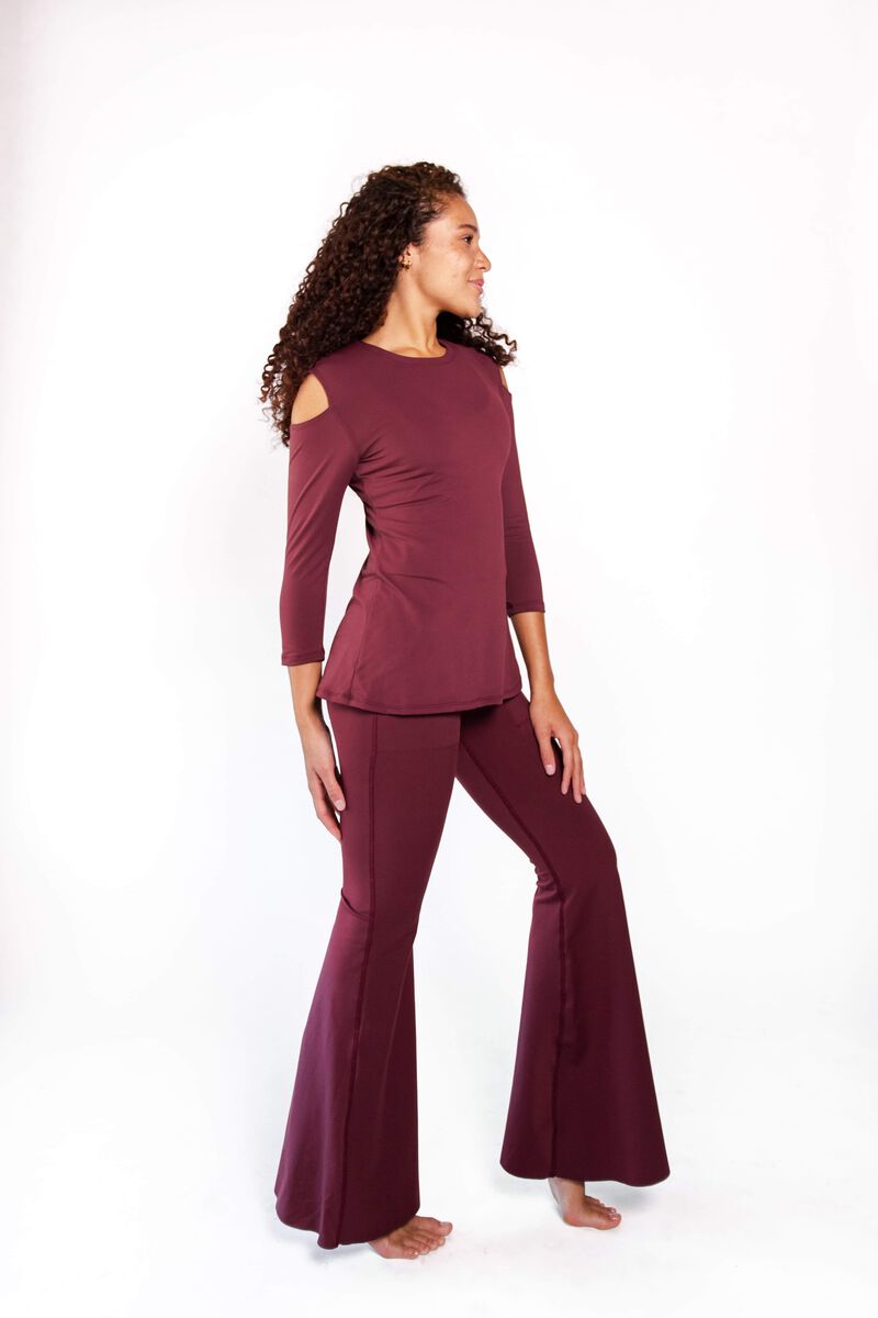 Open Shoulder Top - Maroon image number 1