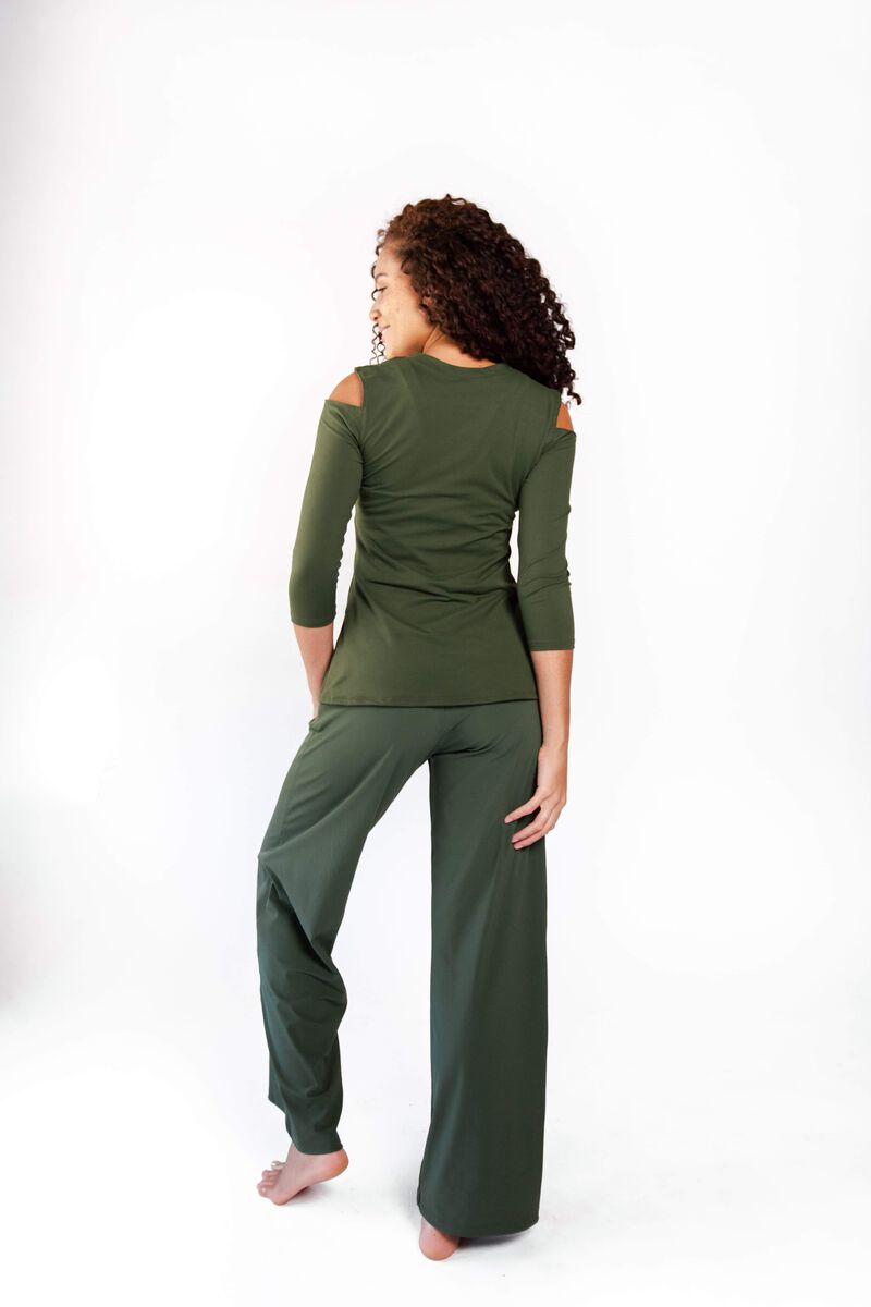 Open Shoulder Top - Forest Green image number 6