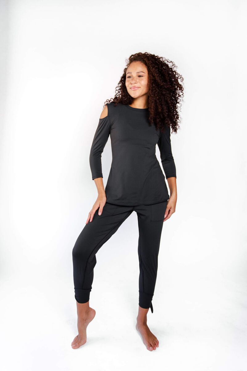 Open Shoulder Top - Jet Black image number 0