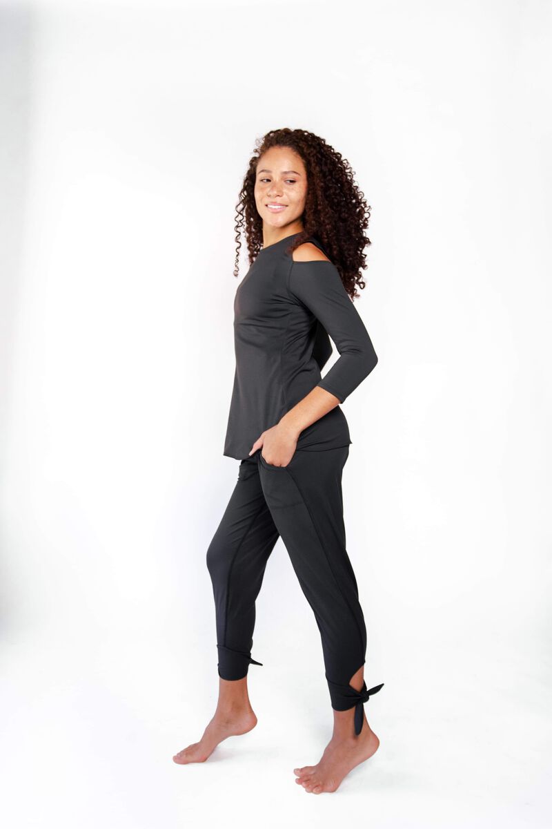 Open Shoulder Top - Jet Black image number 1