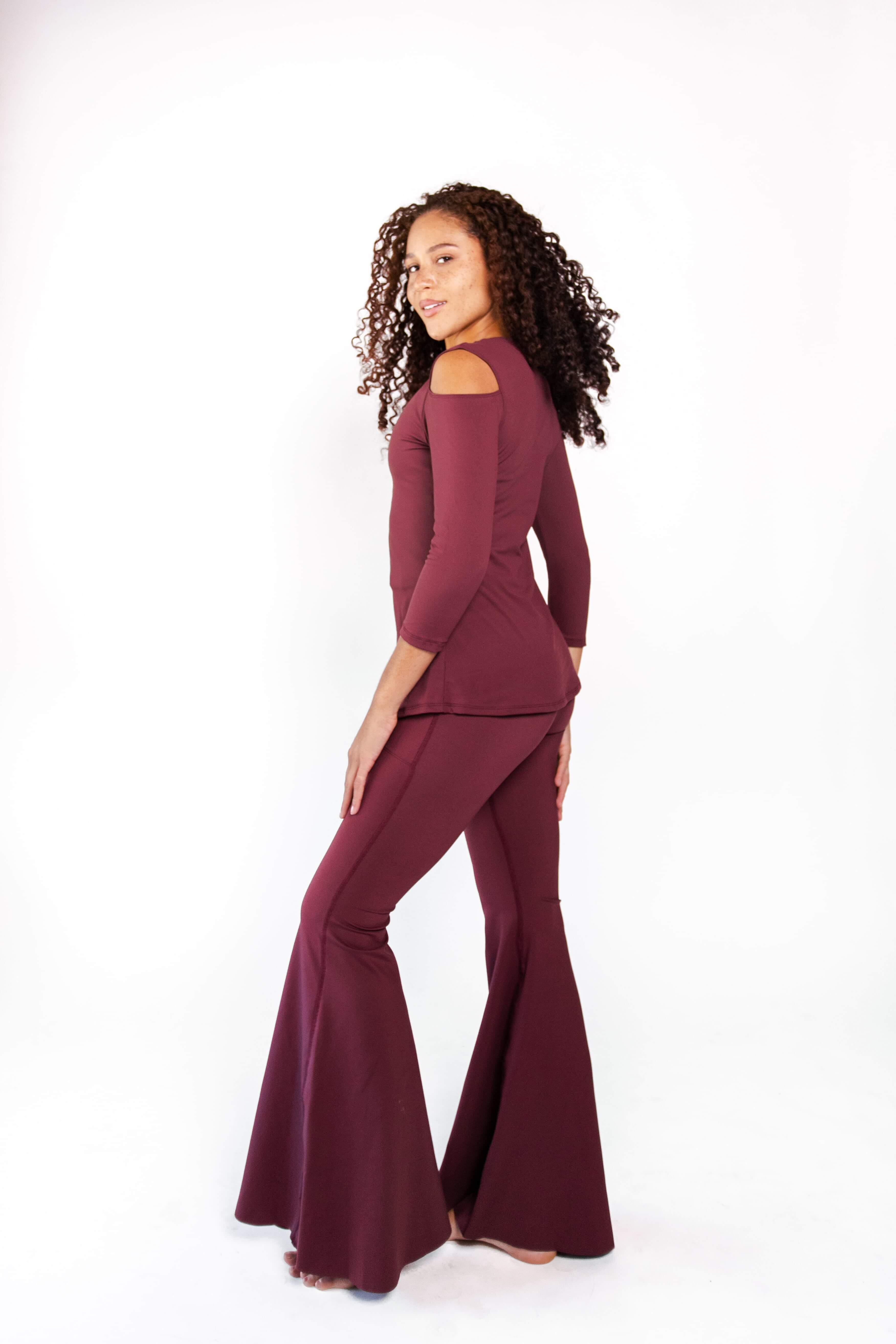 Open Shoulder Top - Maroon image number 3.0