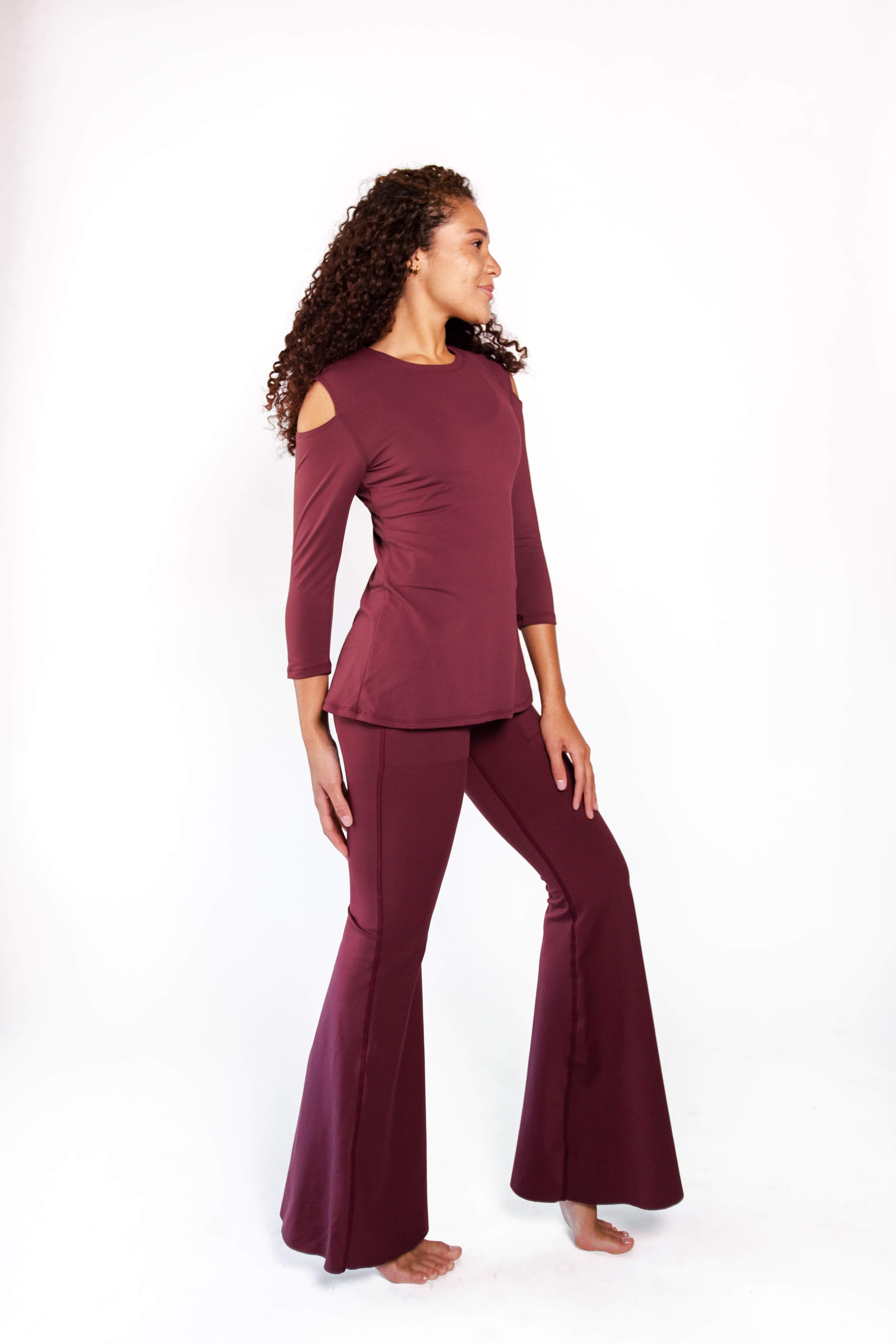 Open Shoulder Top - Maroon image number 1.0