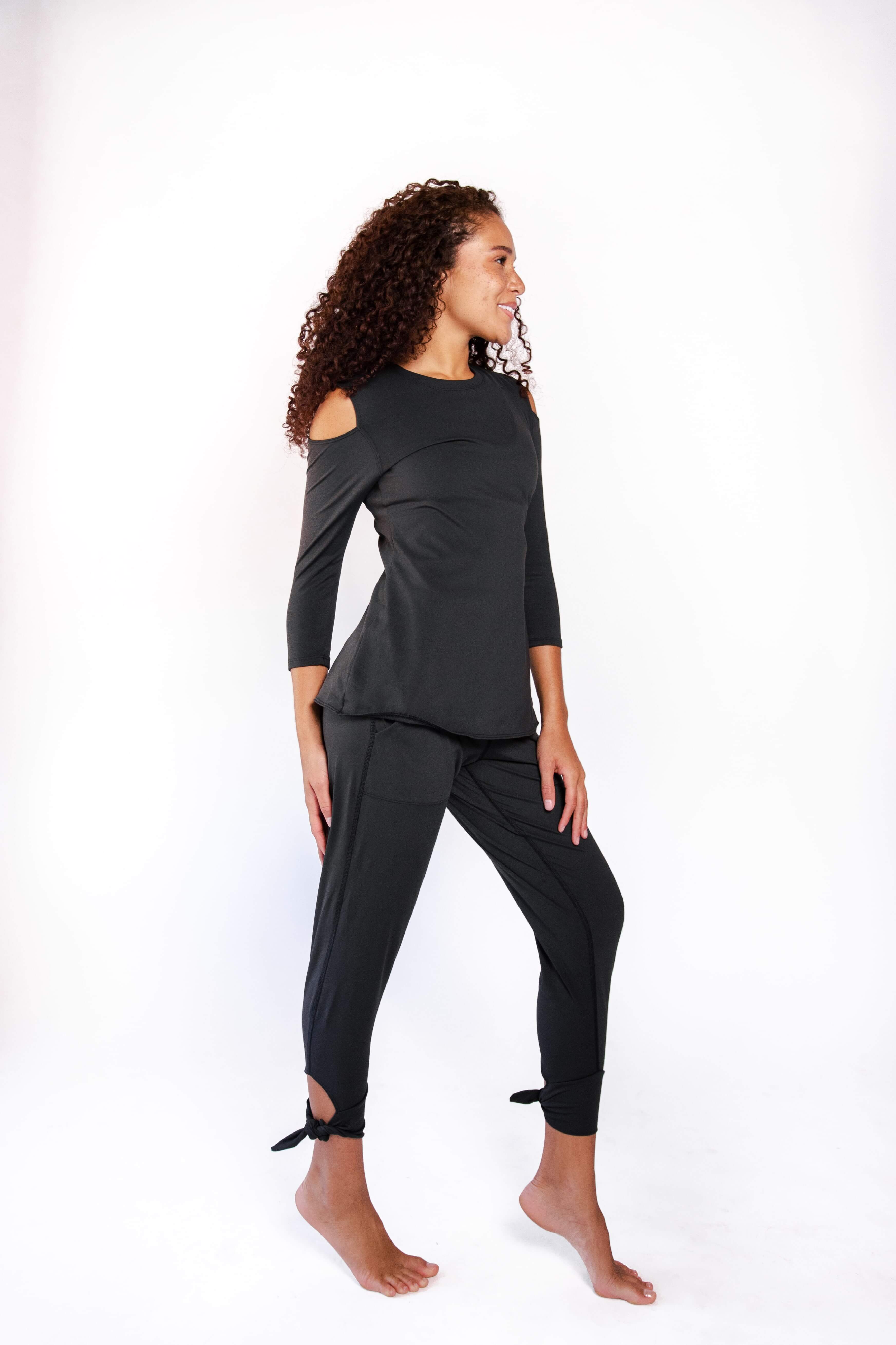 Open Shoulder Top - Jet Black image number 3.0